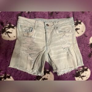 Light Blue Distressed Women Jean Shorts
